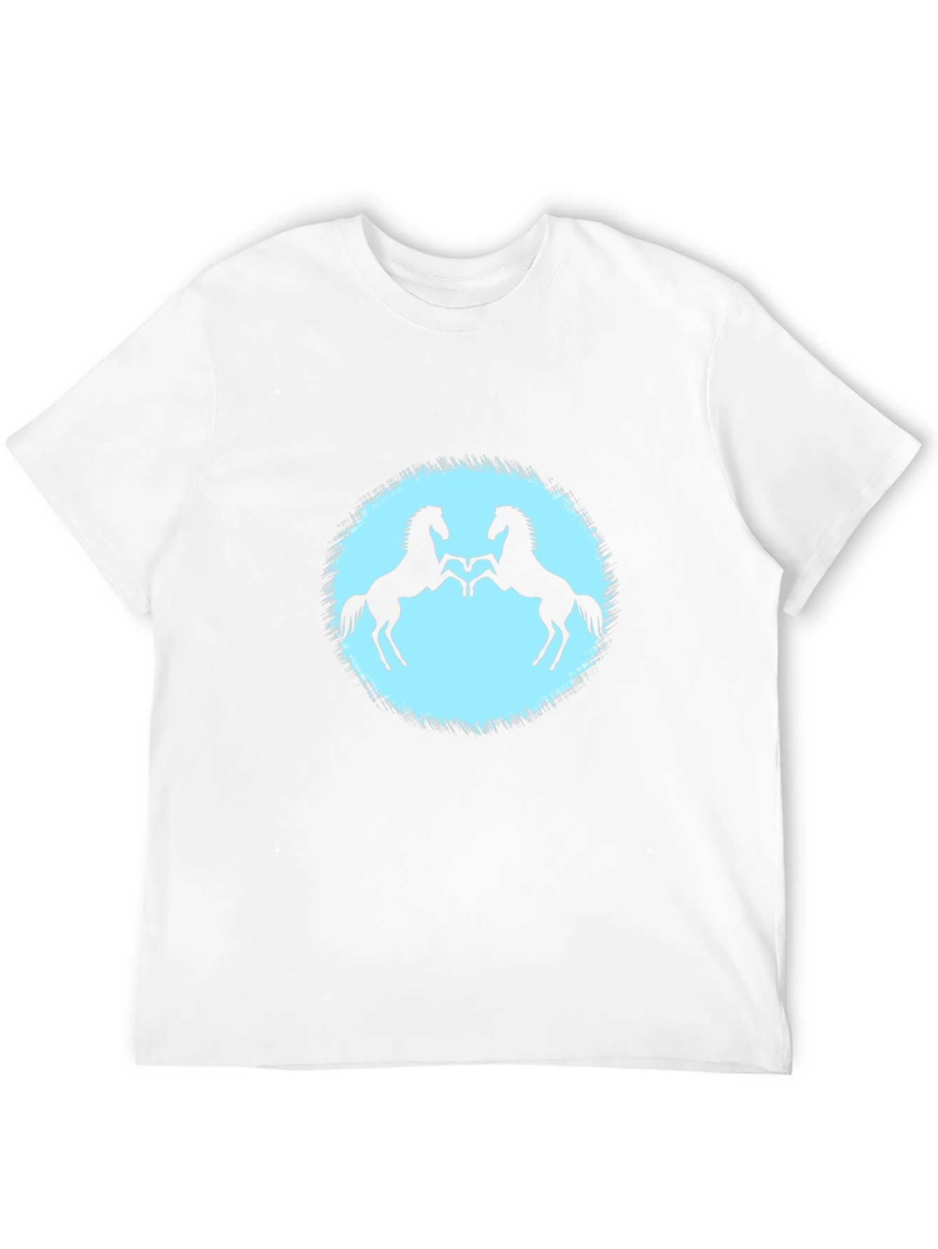 Black T-Shirt with Two Horses Design