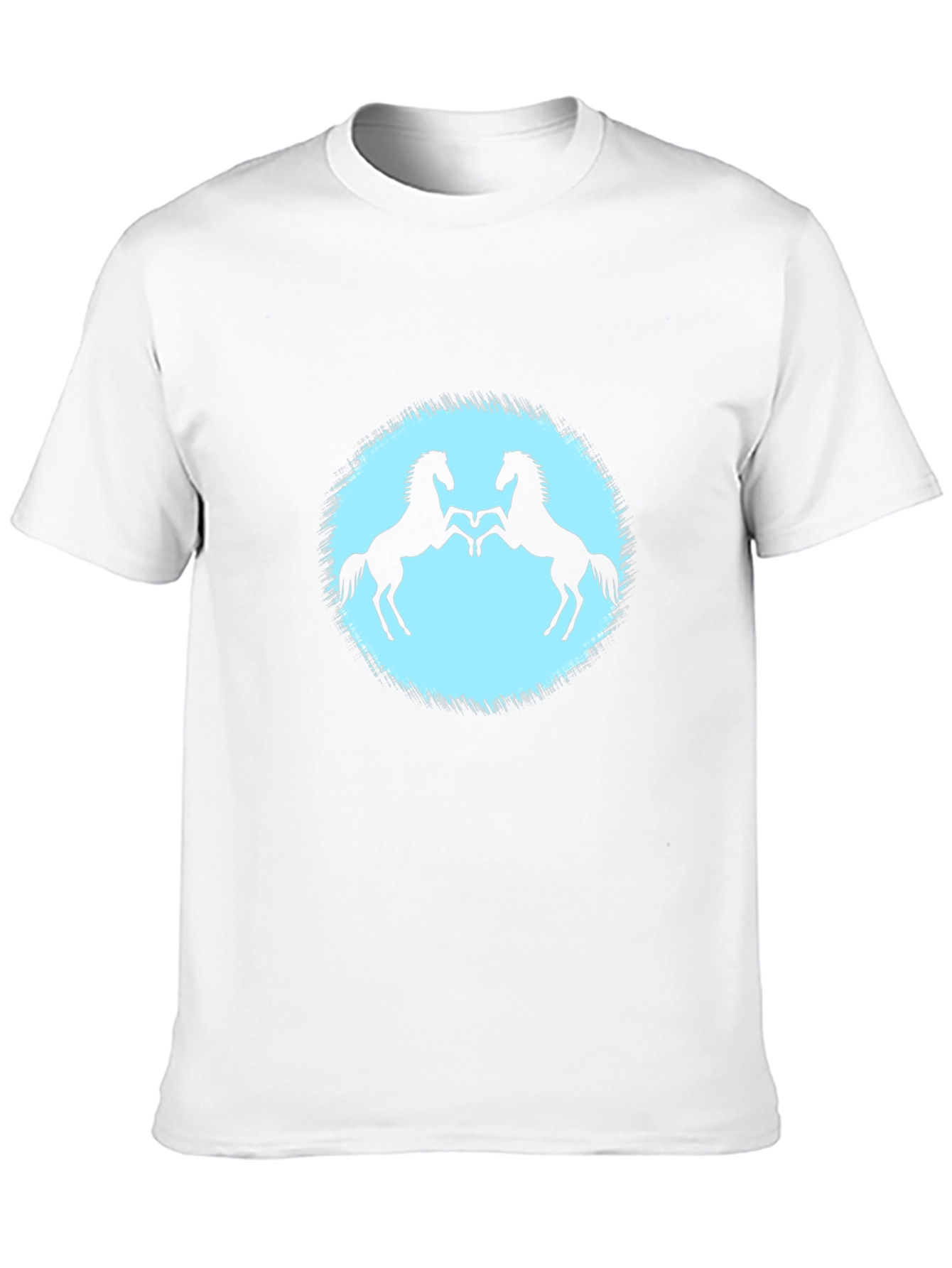 Black T-Shirt with Two Horses Design