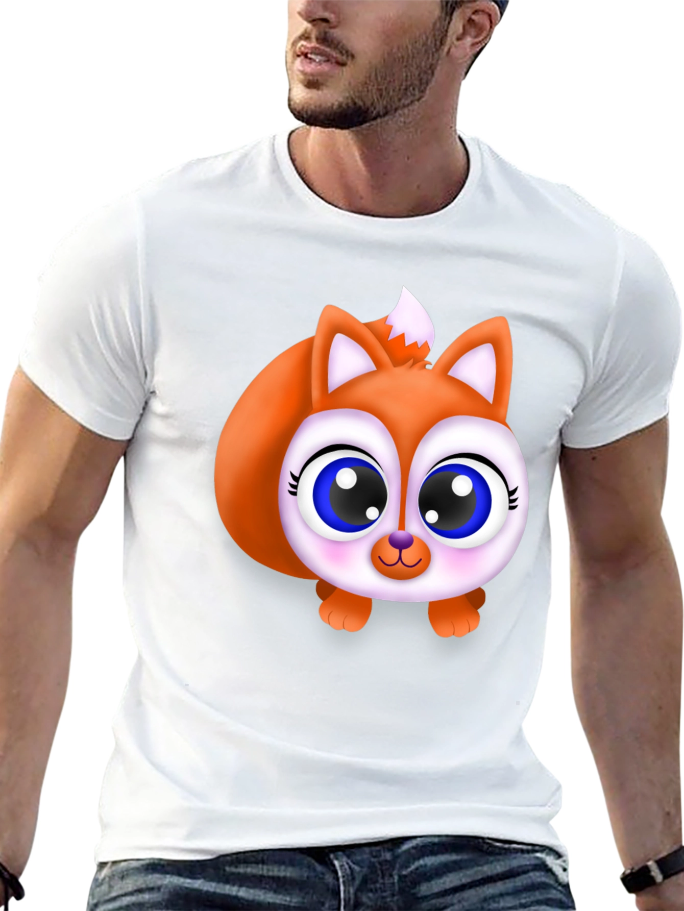 Cute Fox Graphic Tee - Black Cotton Blend Shirt