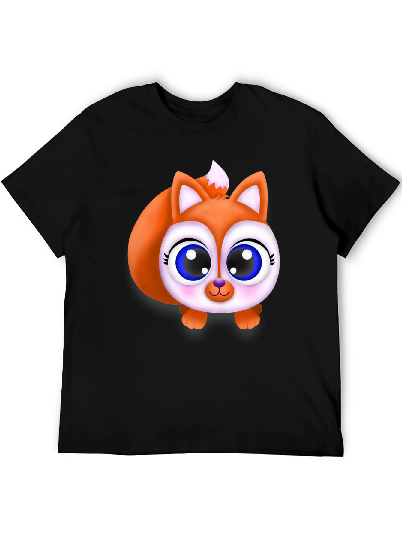Cute Fox Graphic Tee - Black Cotton Blend Shirt