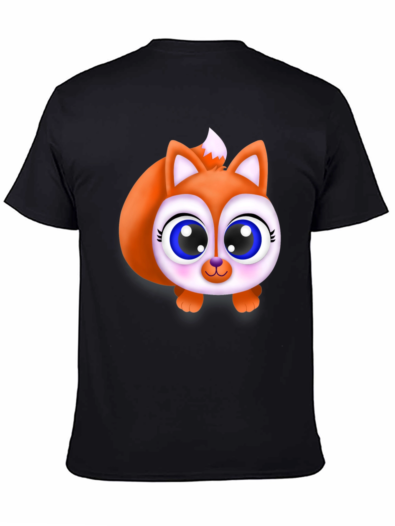 Cute Fox Graphic Tee - Black Cotton Blend Shirt