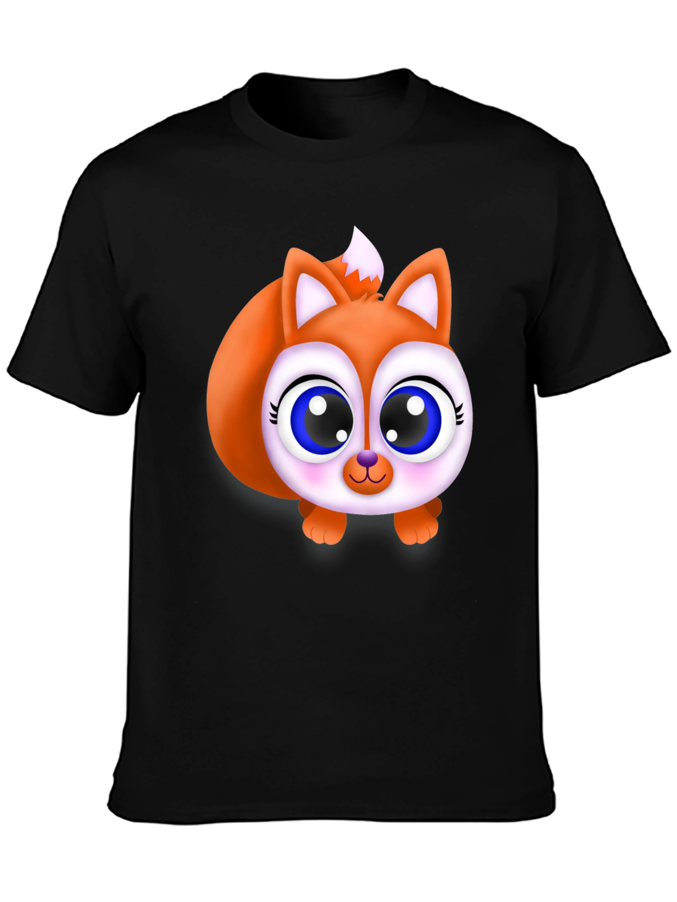 Cute Fox Graphic Tee - Black Cotton Blend Shirt