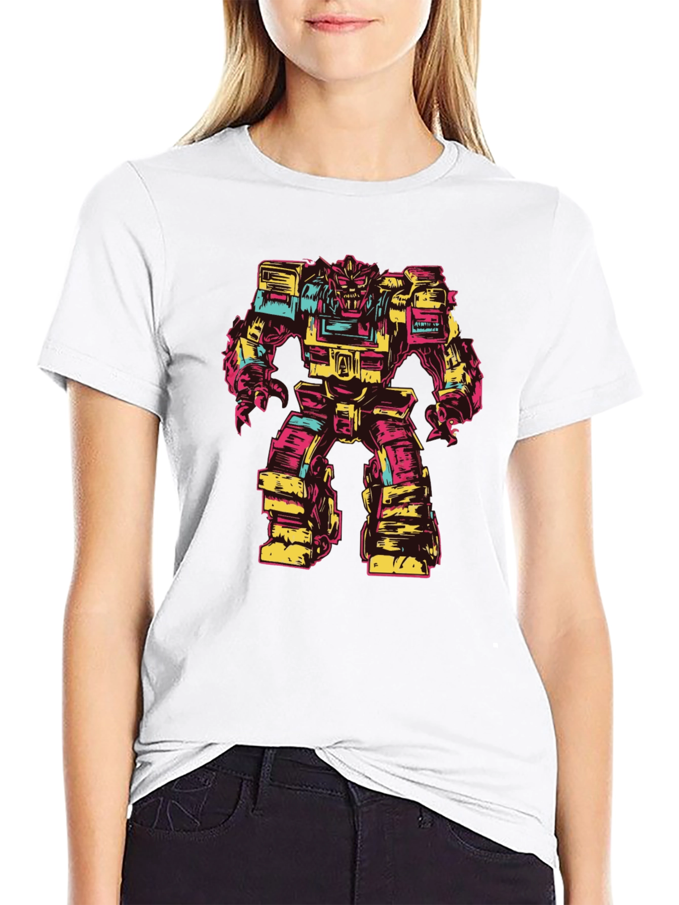 Retro Robot Graphic Tee - Bold Black T-Shirt