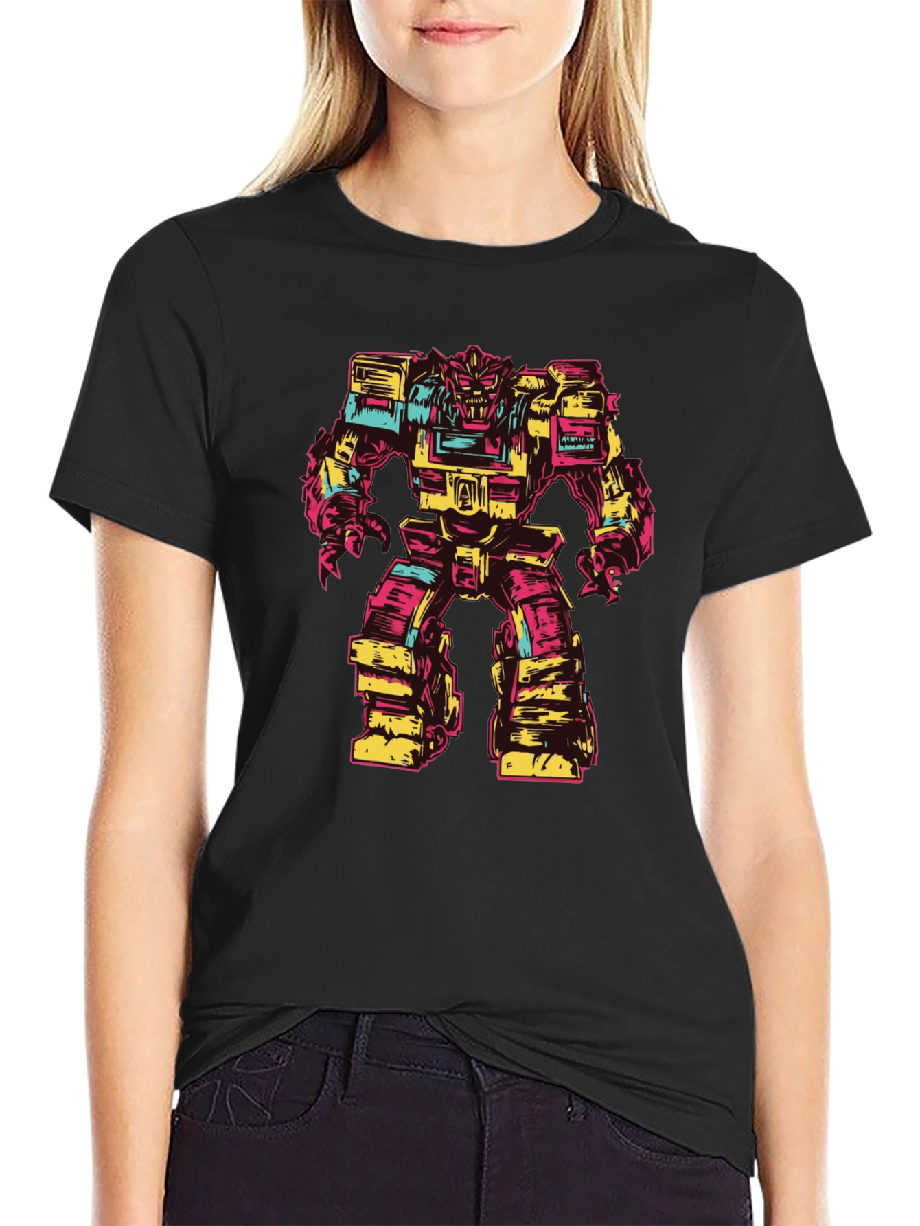 Retro Robot Graphic Tee - Bold Black T-Shirt