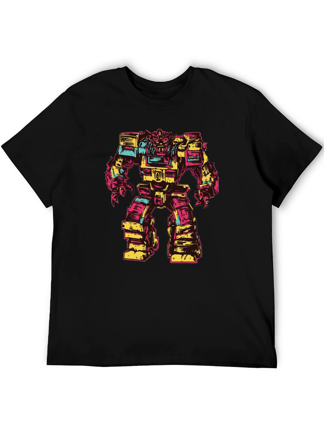 Retro Robot Graphic Tee - Bold Black T-Shirt