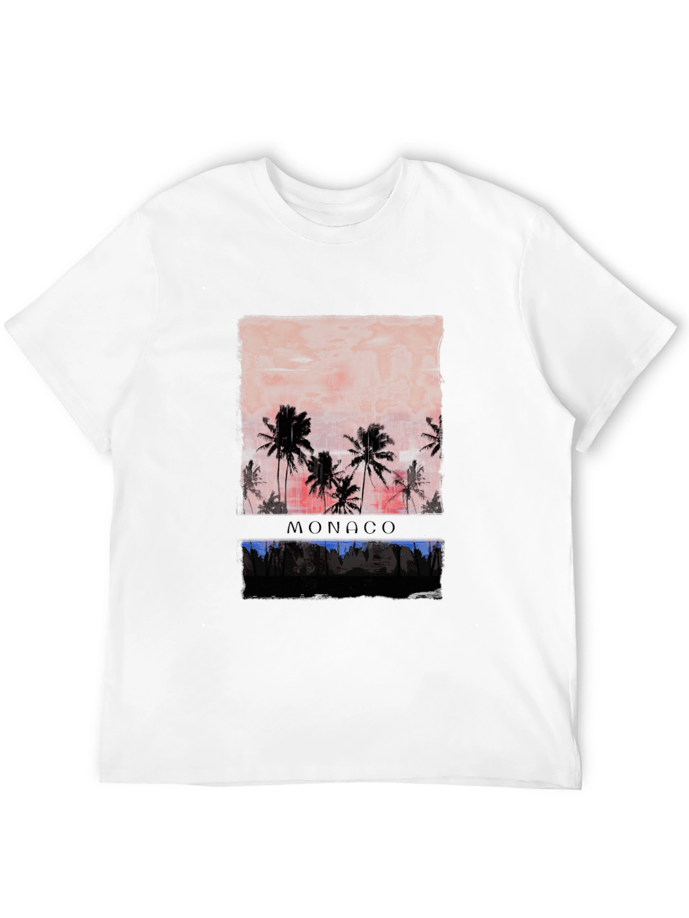 Monaco Palm Tree Graphic Print Black T-Shirt