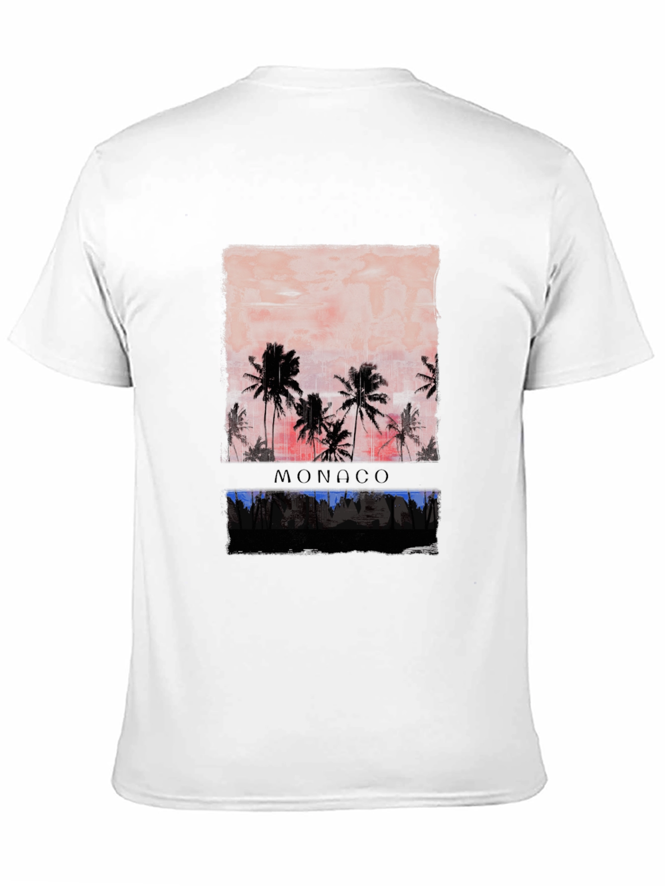 Monaco Palm Tree Graphic Print Black T-Shirt