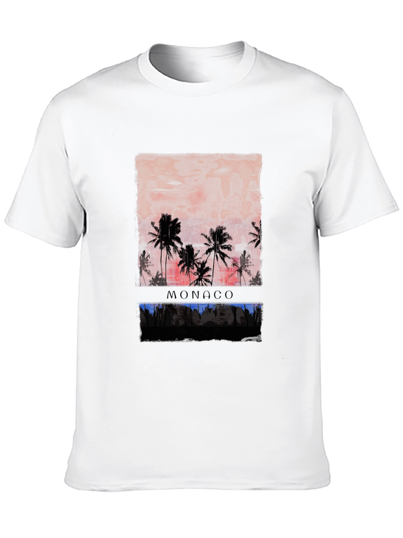 Monaco Palm Tree Graphic Print Black T-Shirt