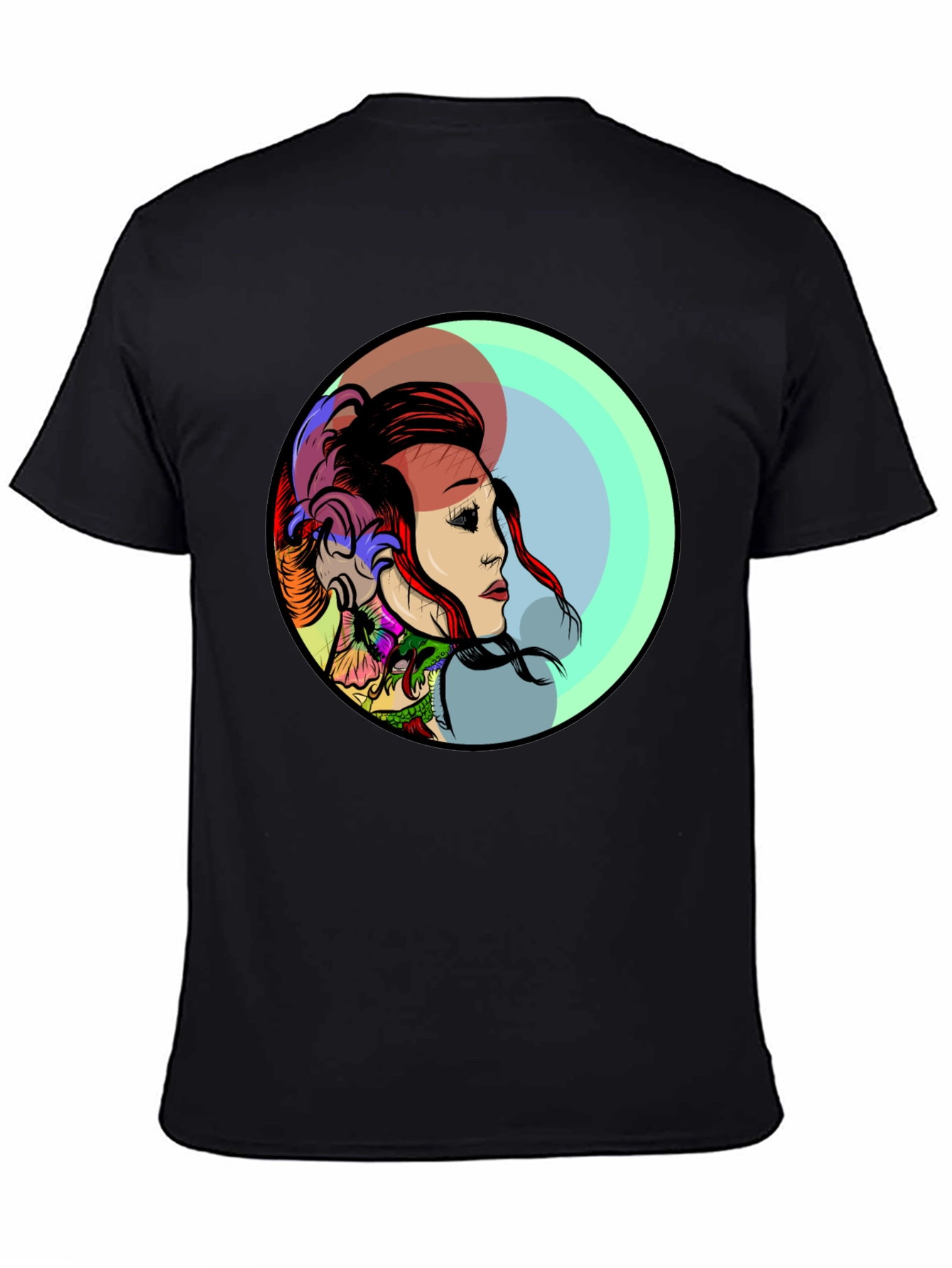Edgy Tattoo Art Graphic Black T-Shirt for Men