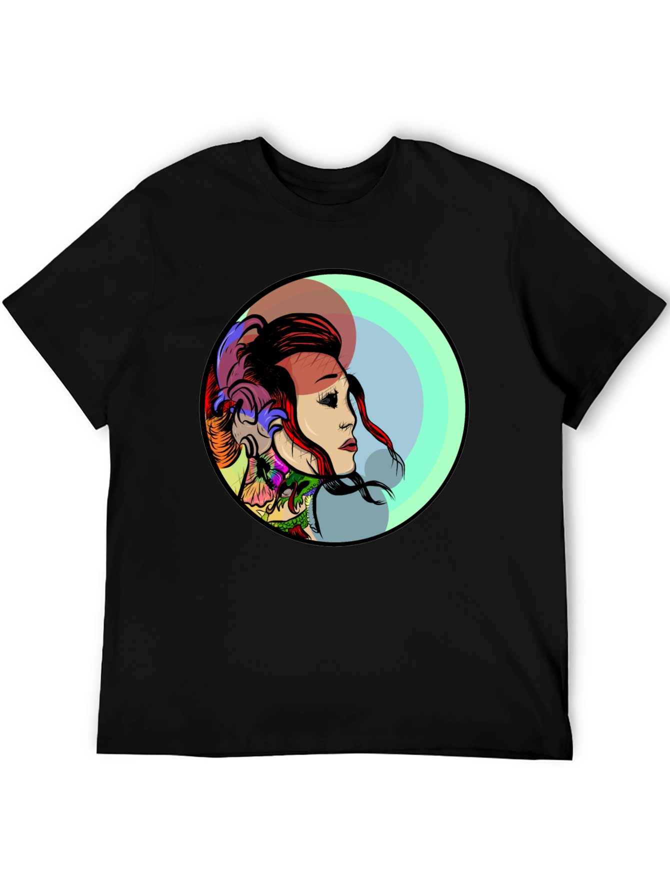 Edgy Tattoo Art Graphic Black T-Shirt for Men