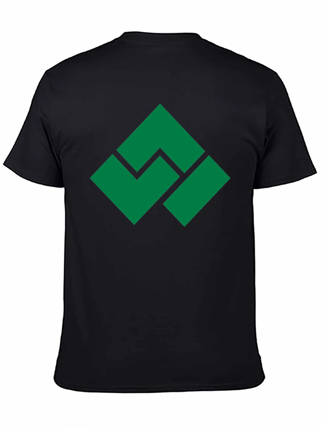 Geometric Green Logo Black T-Shirt