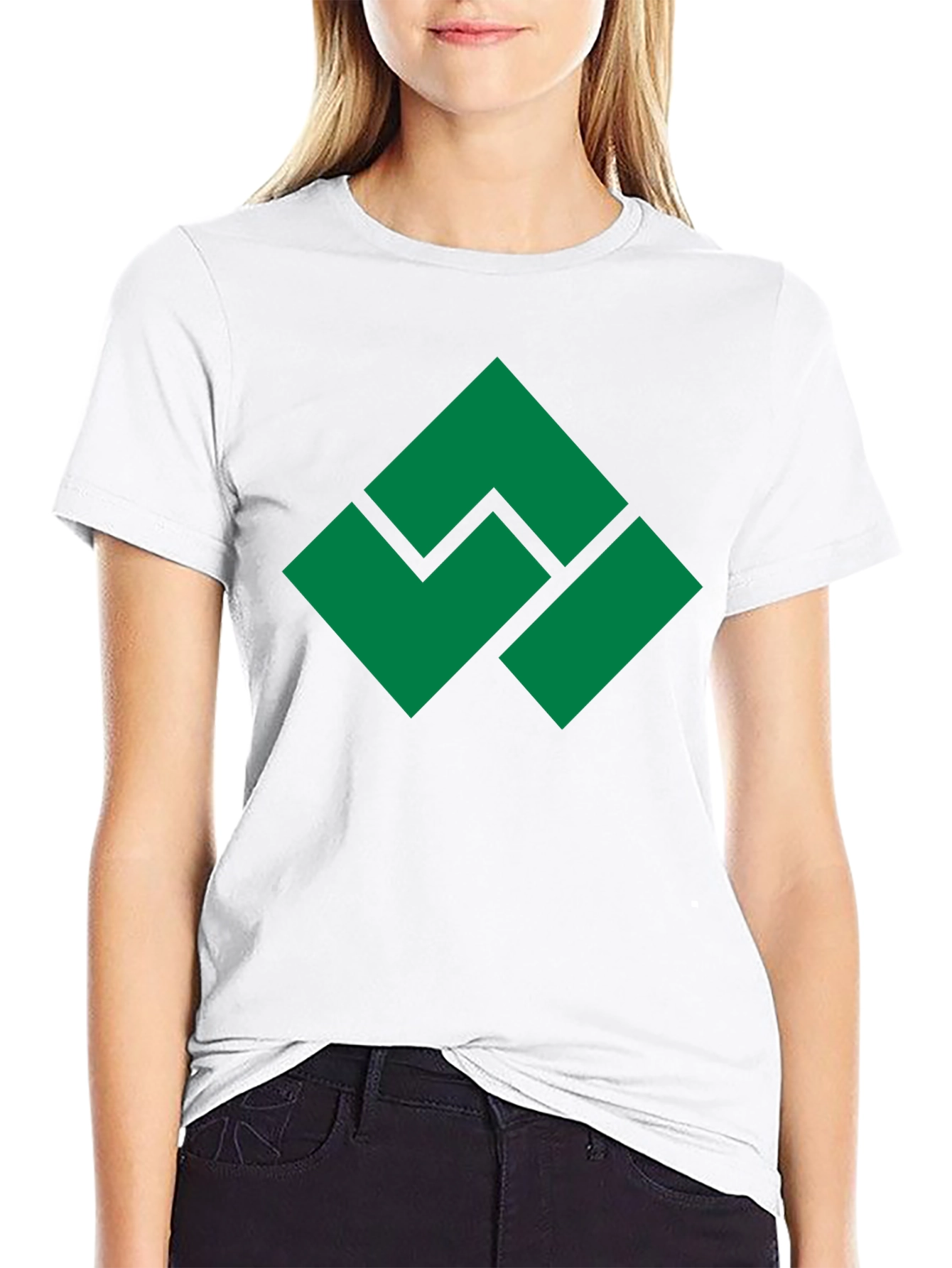 Geometric Green Logo Black T-Shirt