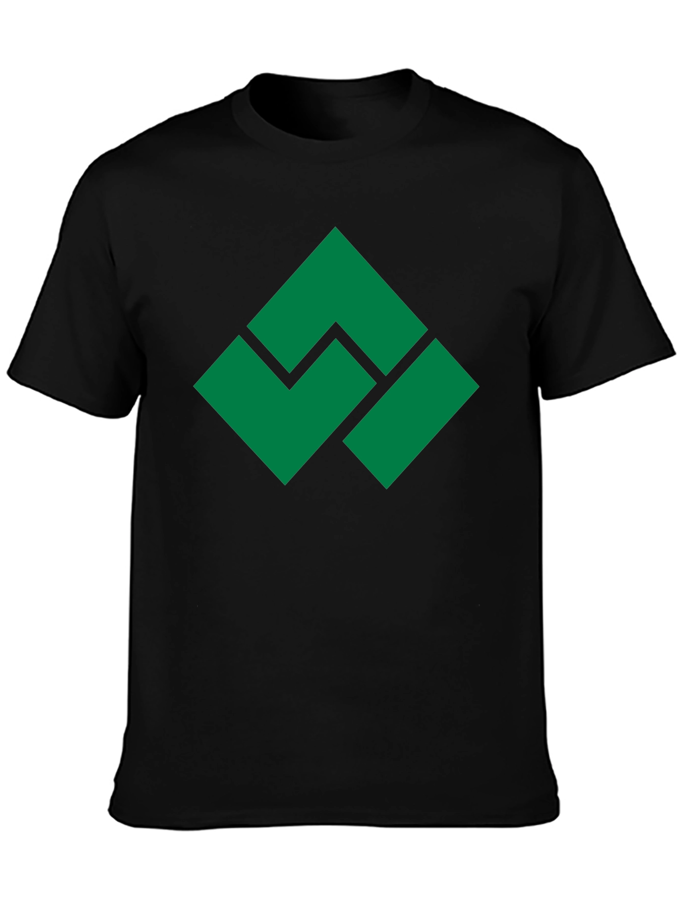 Geometric Green Logo Black T-Shirt