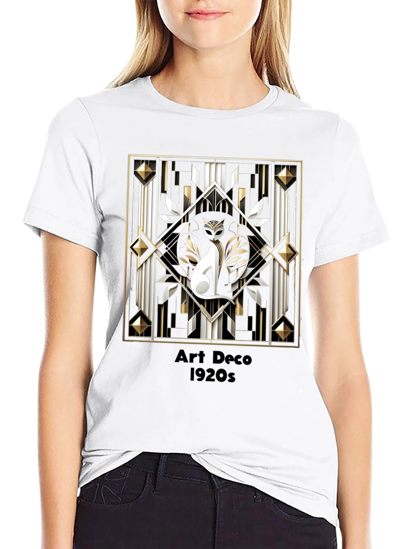 Art Deco Cat 1920s Graphic T-Shirt