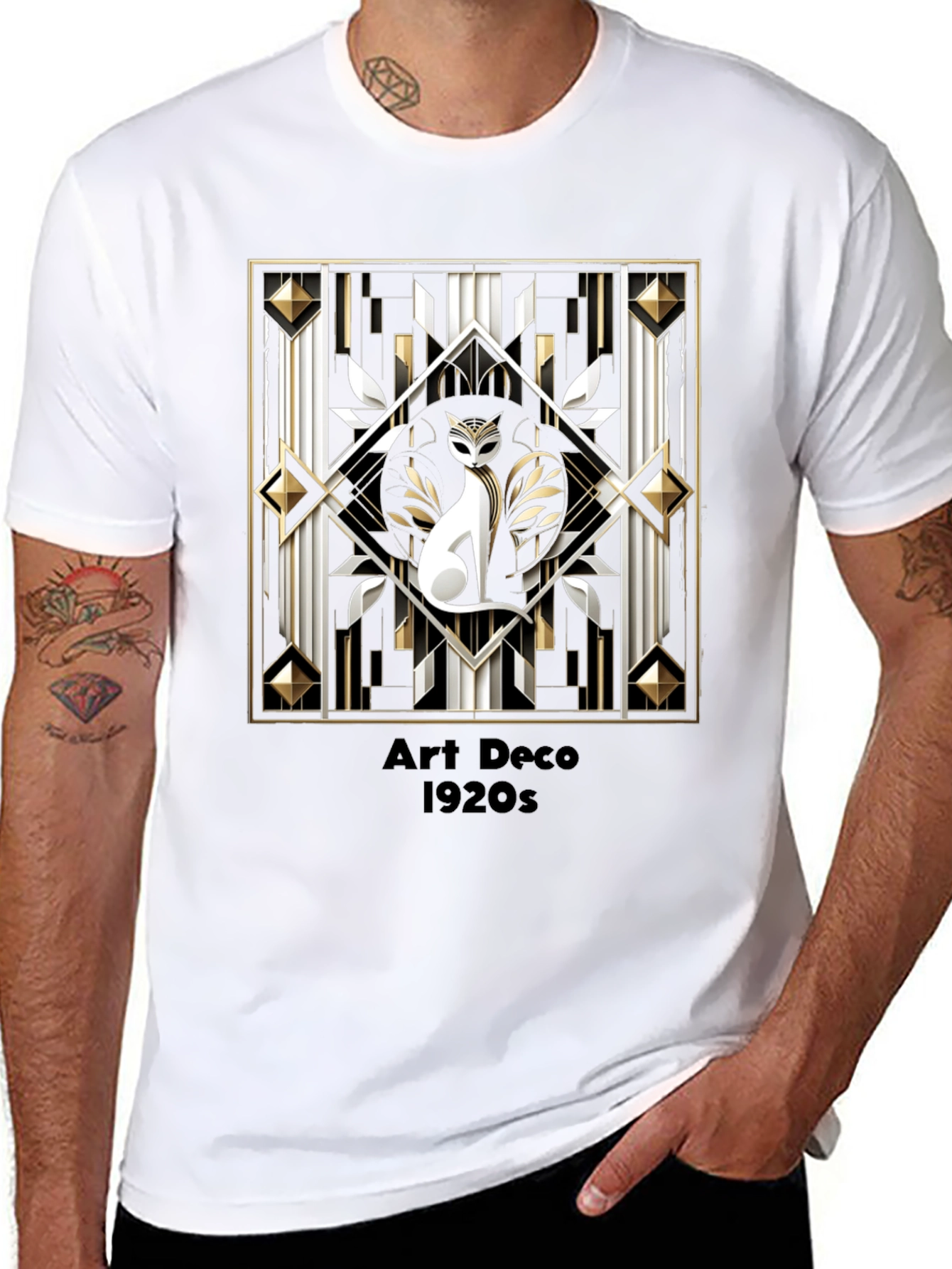 Art Deco Cat 1920s Graphic T-Shirt