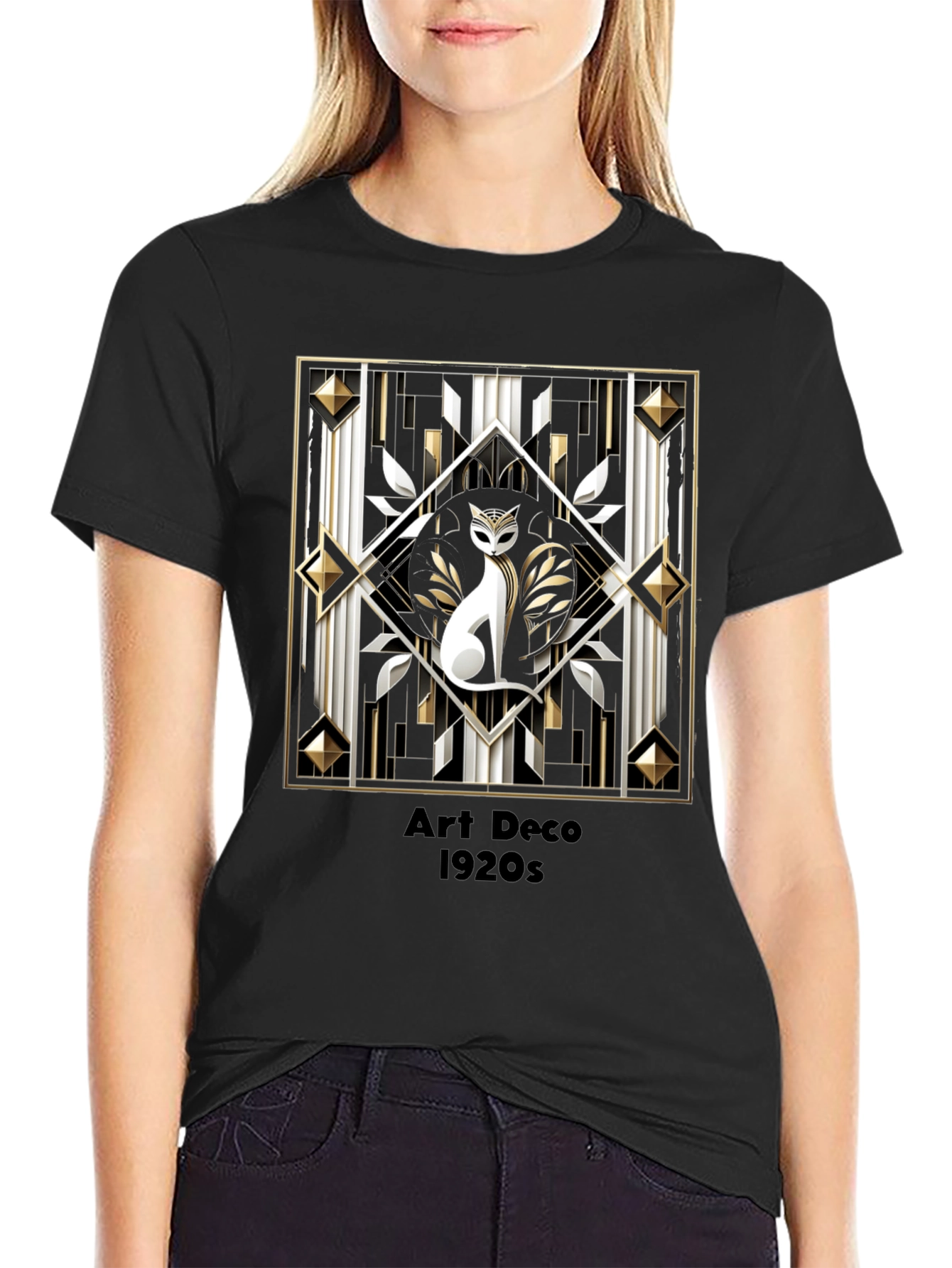 Art Deco Cat 1920s Graphic T-Shirt