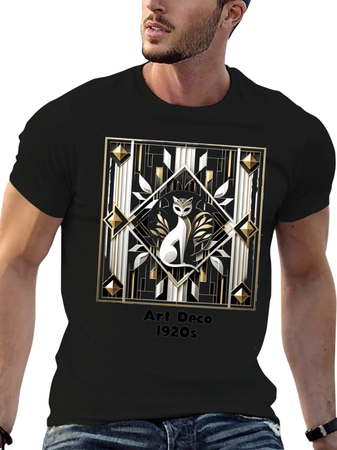 Art Deco Cat 1920s Graphic T-Shirt