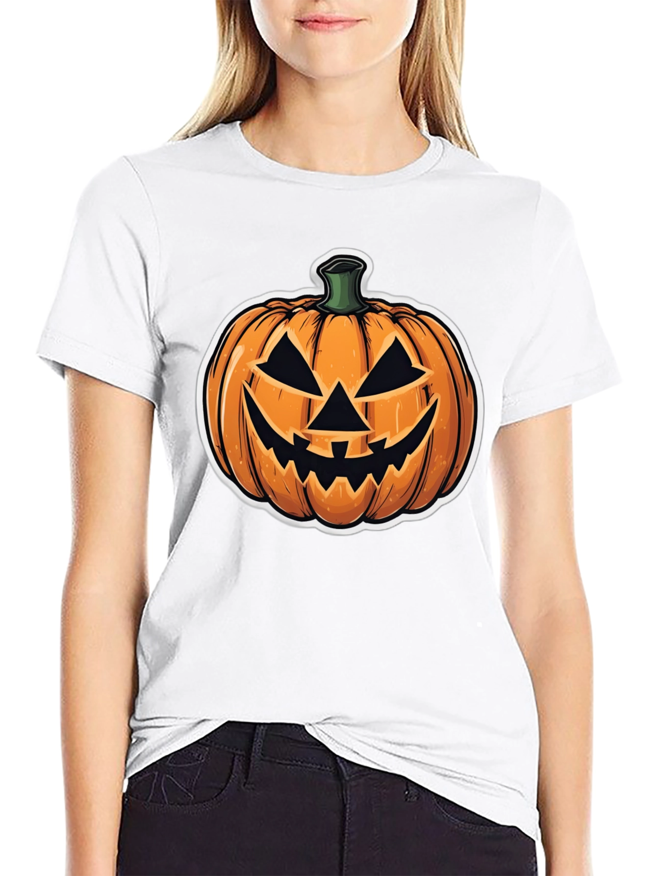 Halloween Pumpkin Face Black T-Shirt