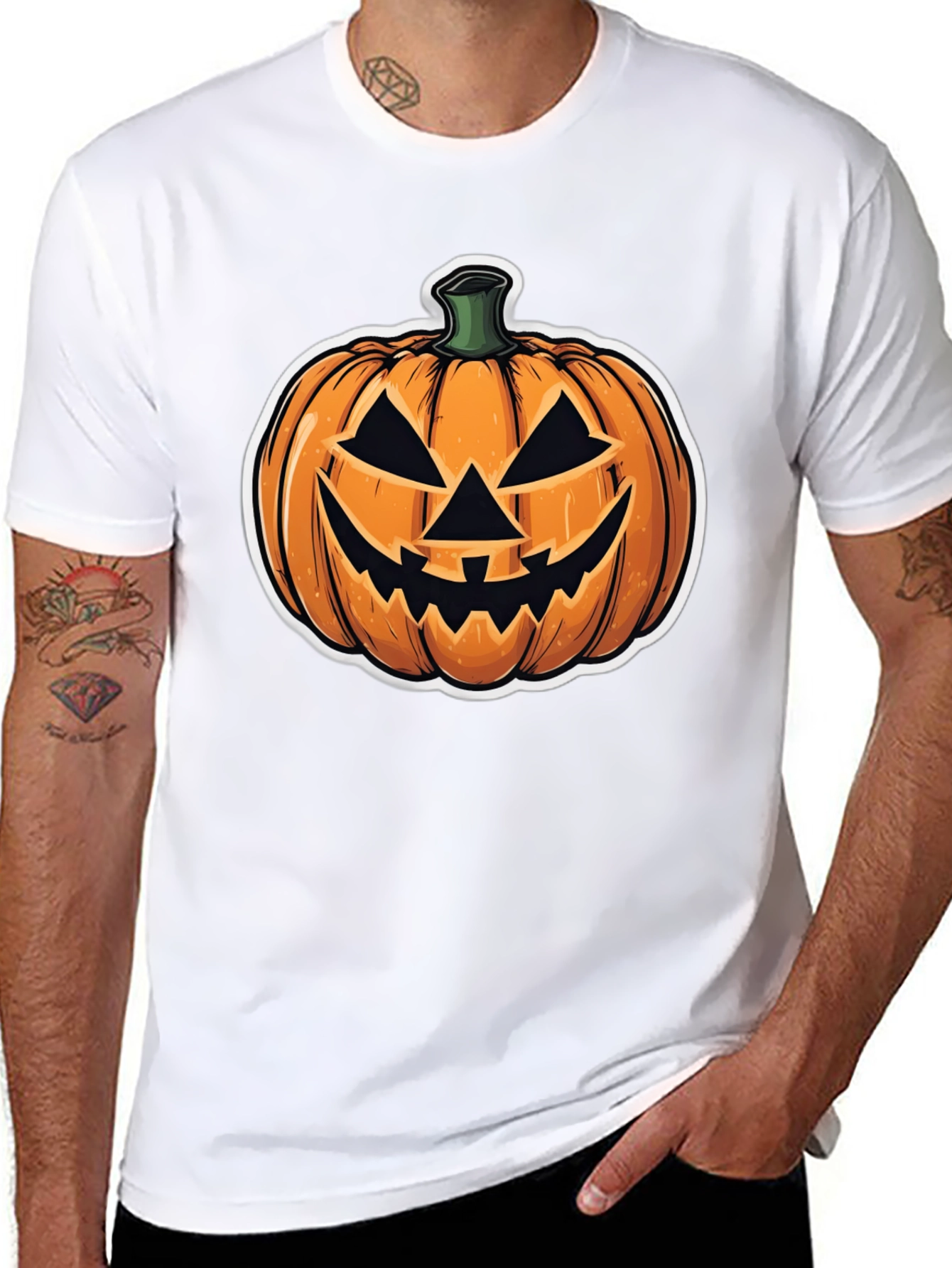 Halloween Pumpkin Face Black T-Shirt