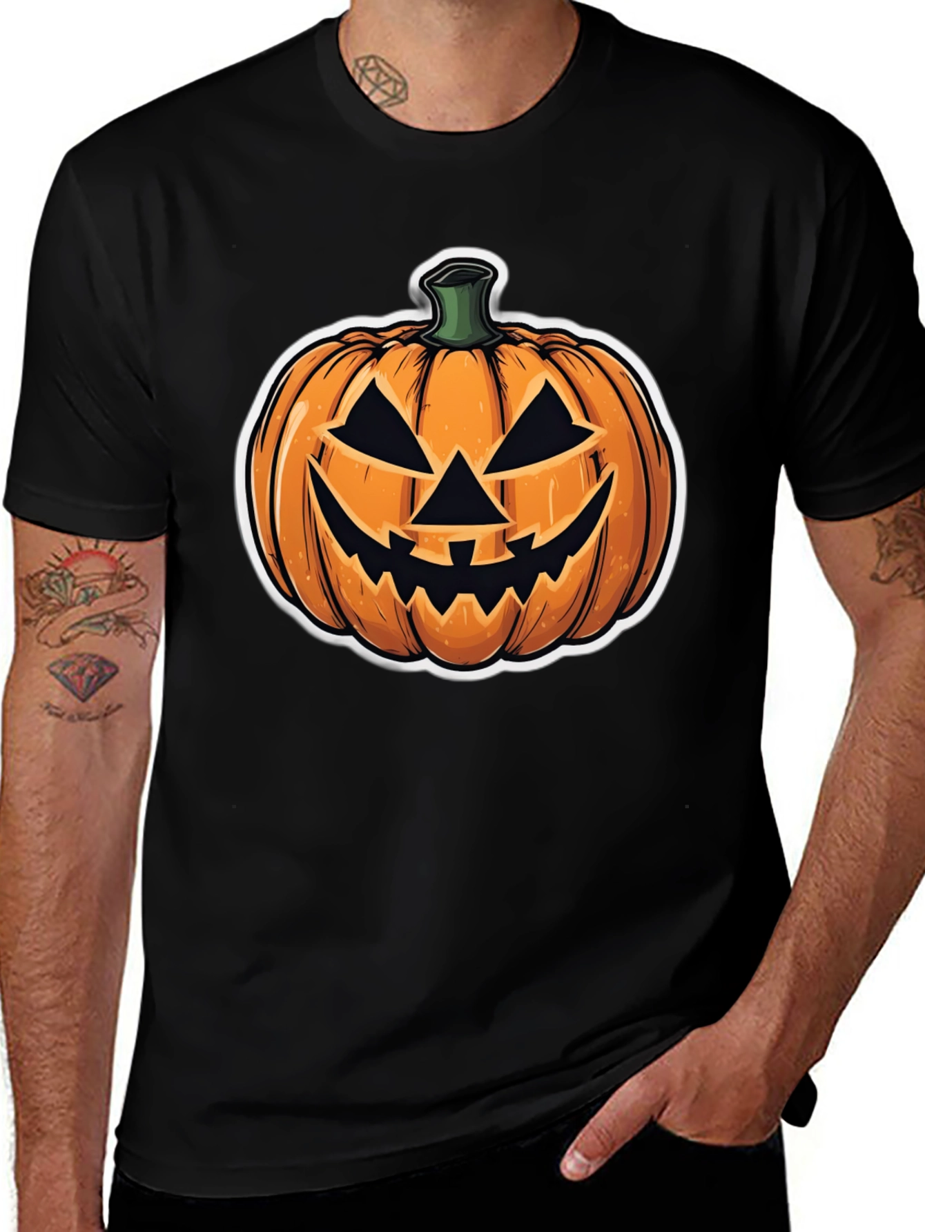 Halloween Pumpkin Face Black T-Shirt