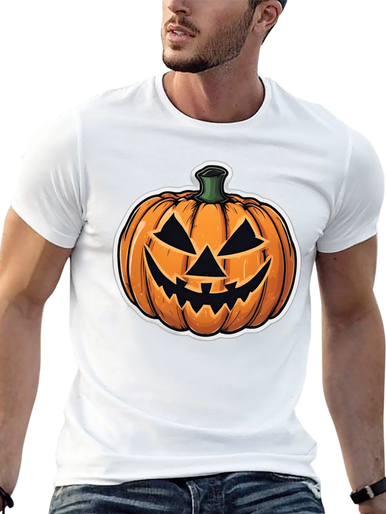 Halloween Pumpkin Face Black T-Shirt