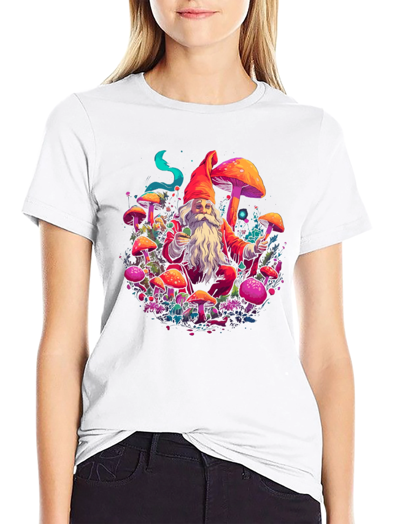 Mushroom Gnome Graphic Tee - Funky Design