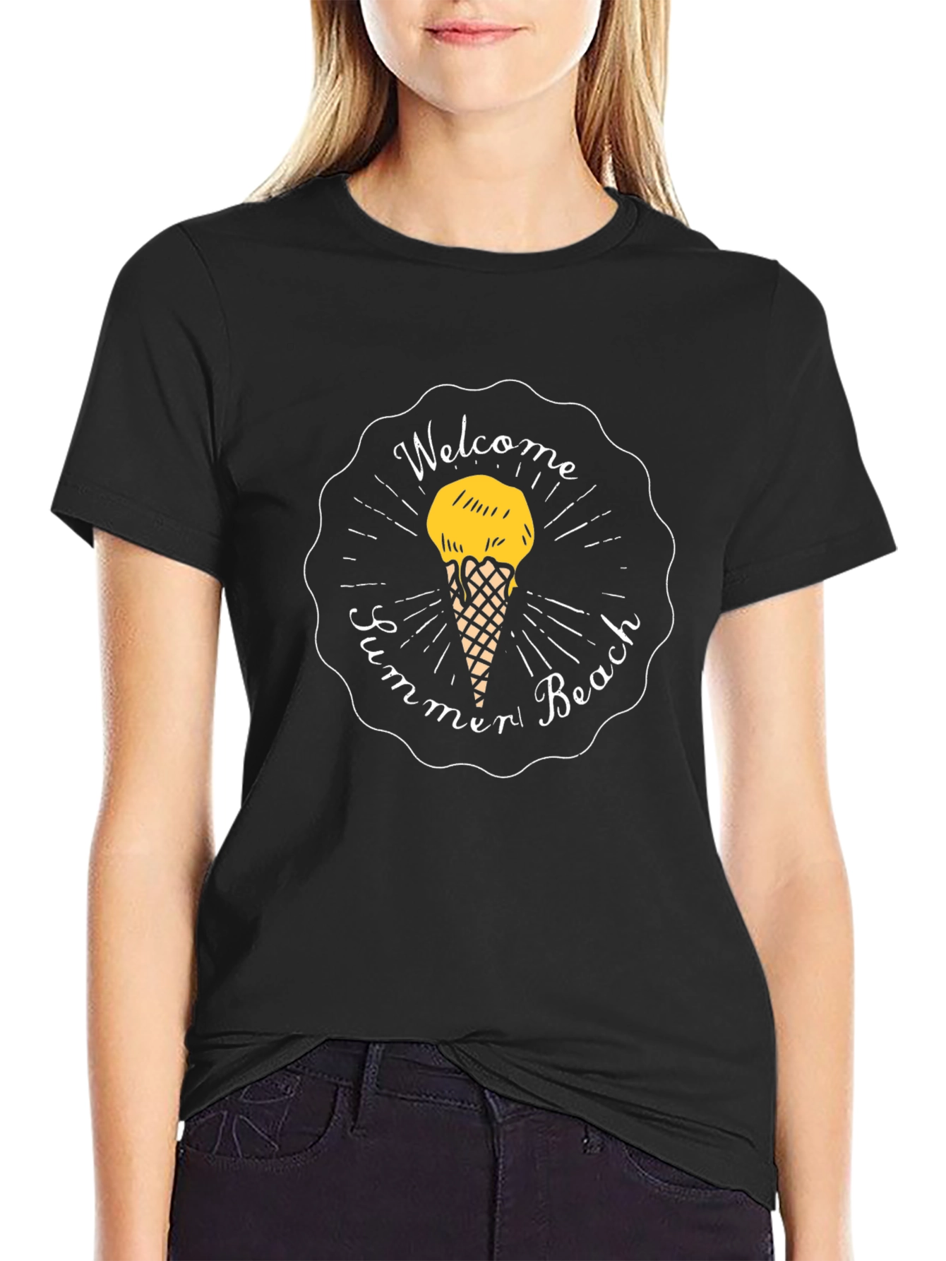 Welcome Summer Beach Black T-Shirt