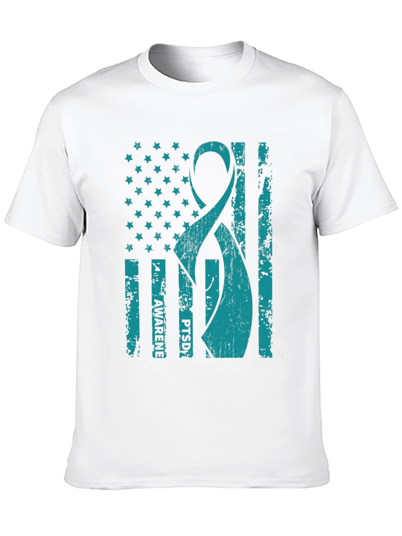 PTSD Awareness American Flag Ribbon T-Shirt