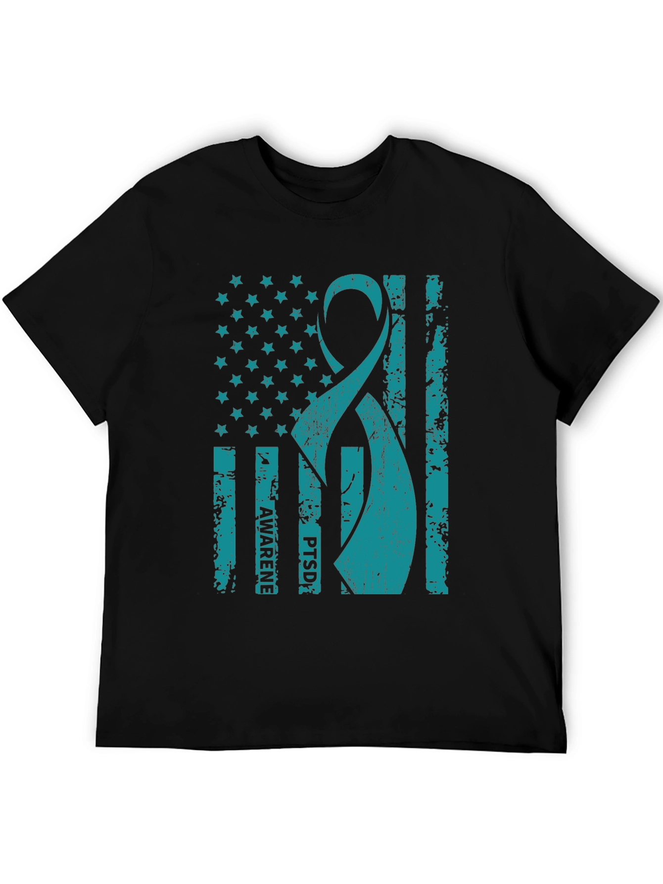 PTSD Awareness American Flag Ribbon T-Shirt