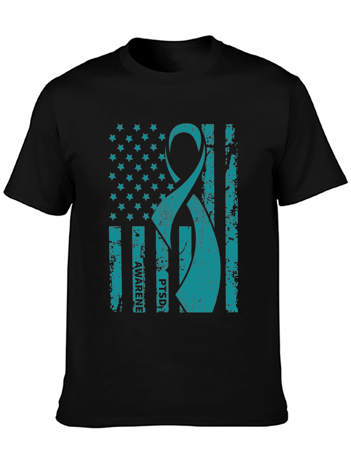 PTSD Awareness American Flag Ribbon T-Shirt