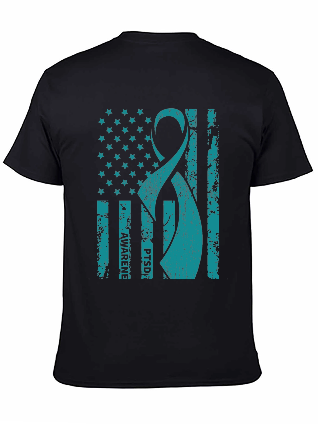 PTSD Awareness American Flag Ribbon T-Shirt