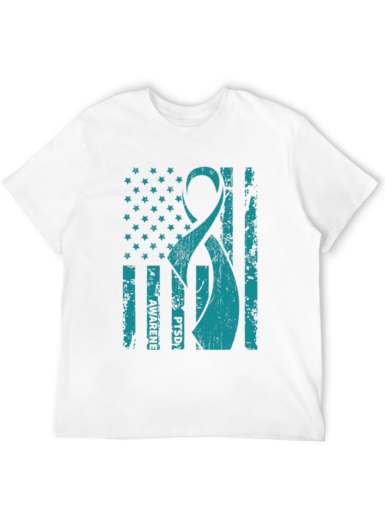 PTSD Awareness American Flag Ribbon T-Shirt