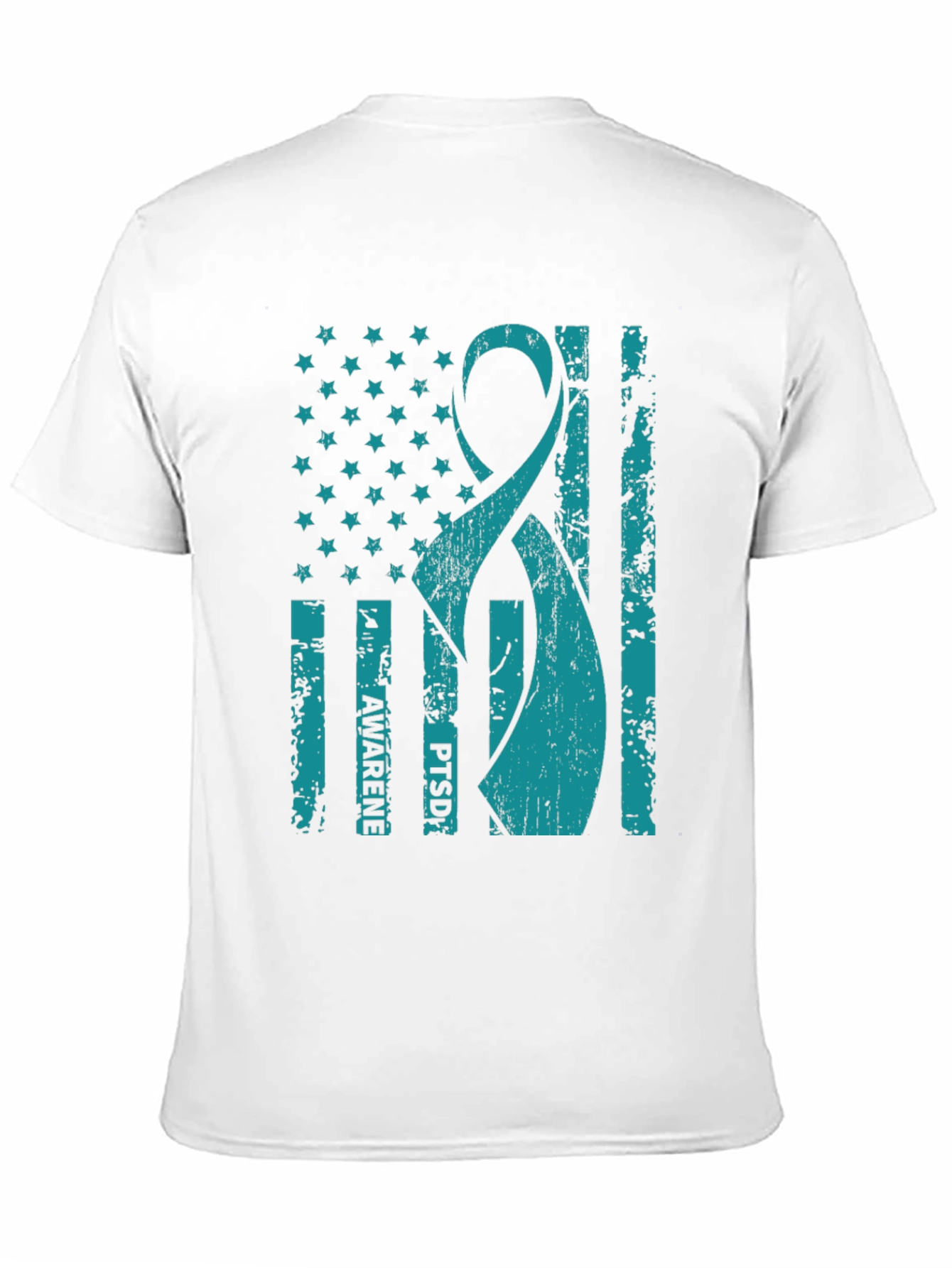 PTSD Awareness American Flag Ribbon T-Shirt