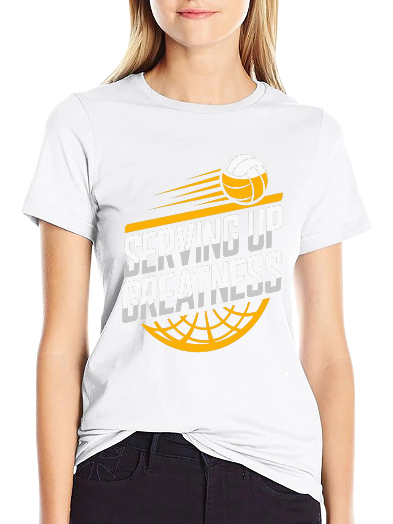 Serving Up Greatness Volleyball Graphic Tee