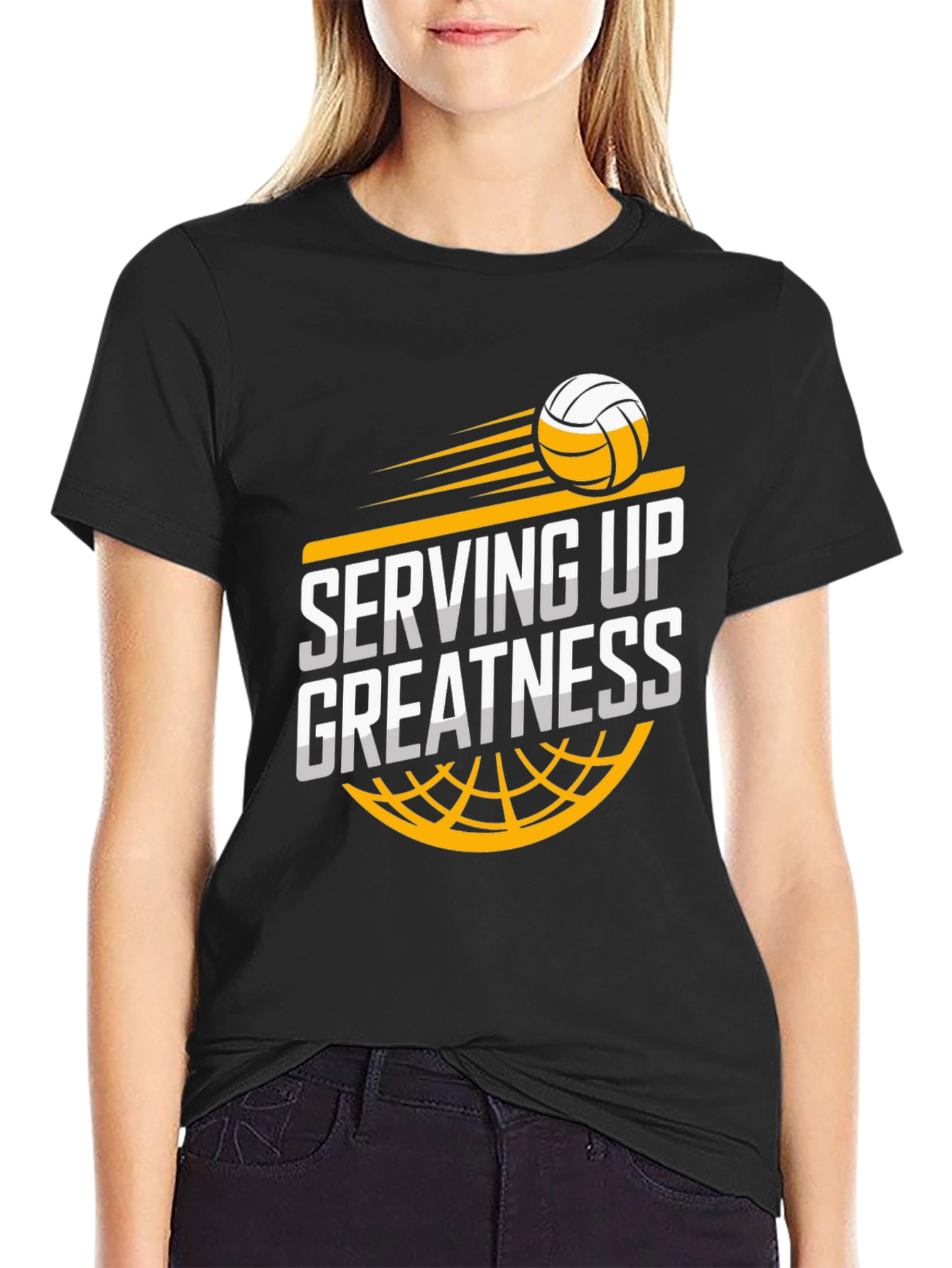 Serving Up Greatness Volleyball Graphic Tee