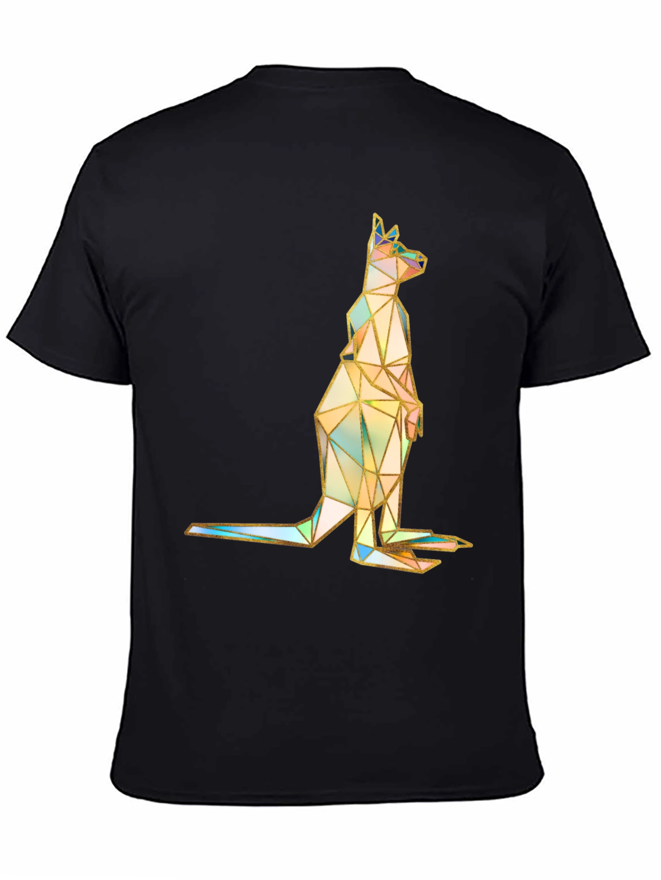 Geometric Kangaroo Graphic Print T-Shirt