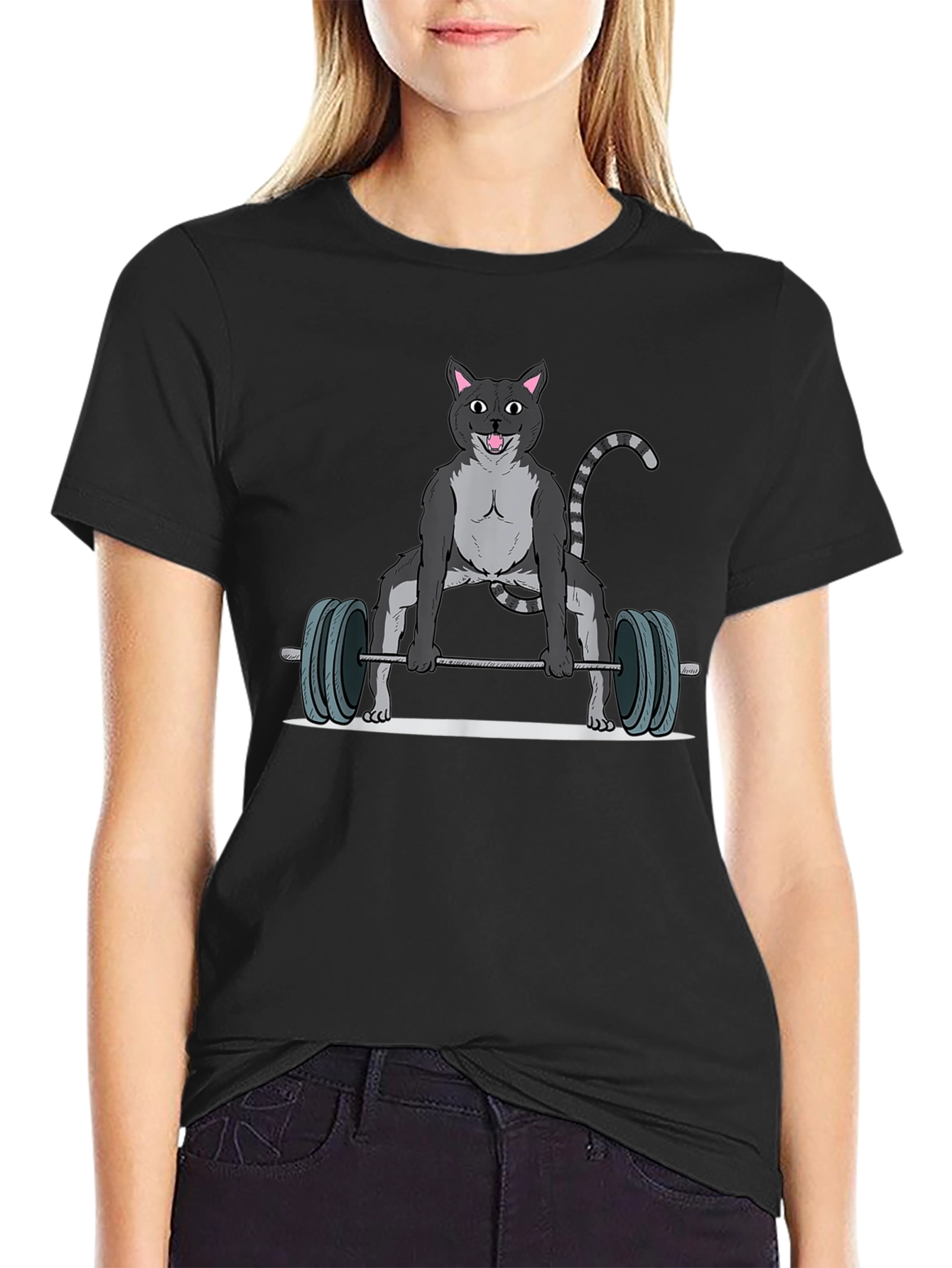 Weightlifting Cat T-Shirt - Funny Gym Apparel
