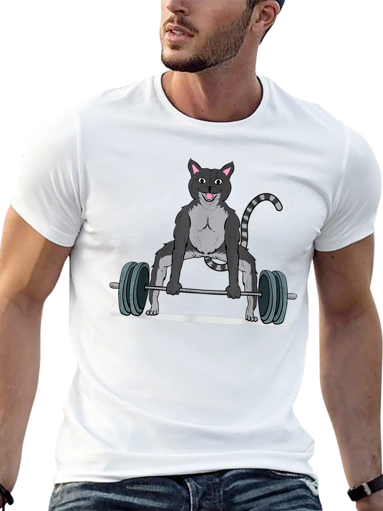 Weightlifting Cat T-Shirt - Funny Gym Apparel