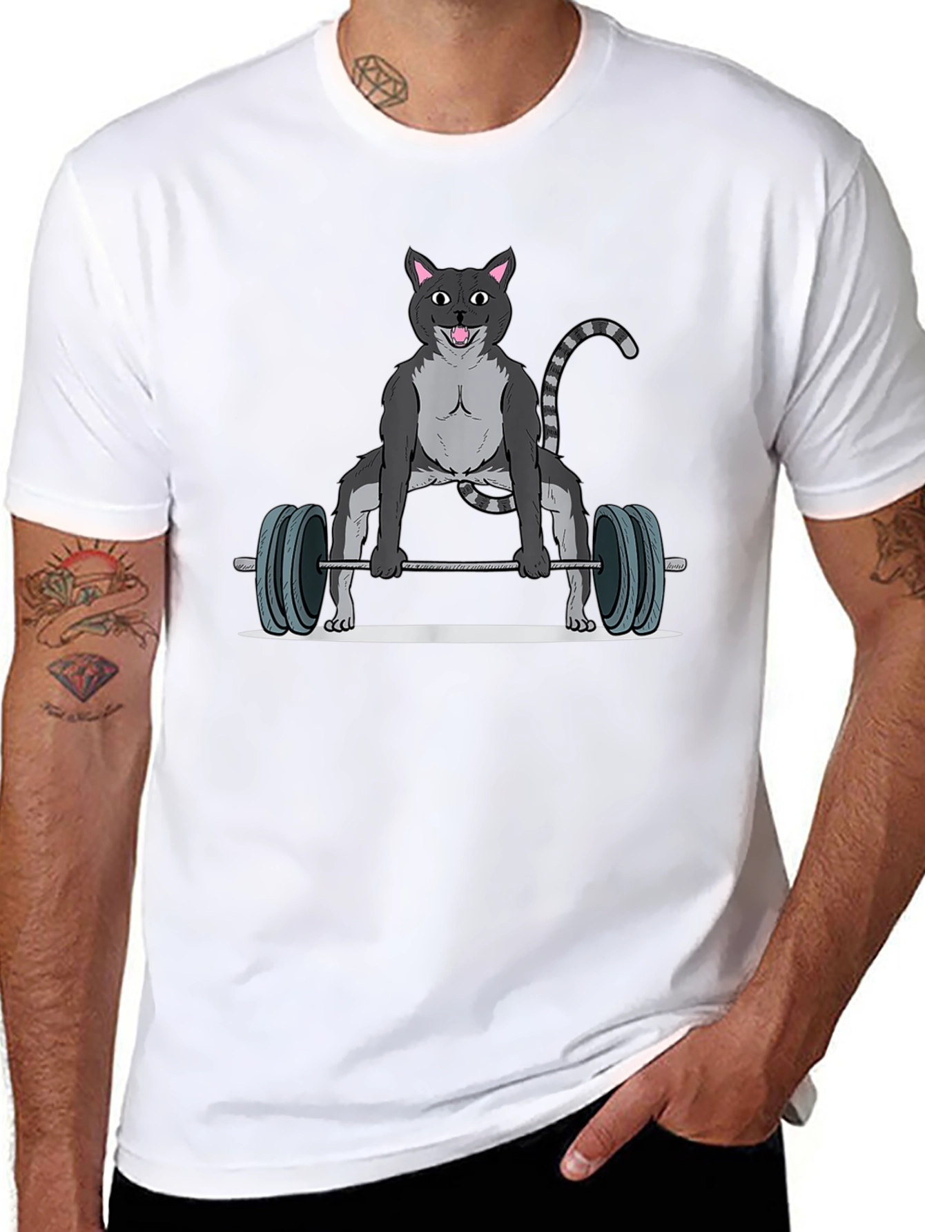 Weightlifting Cat T-Shirt - Funny Gym Apparel