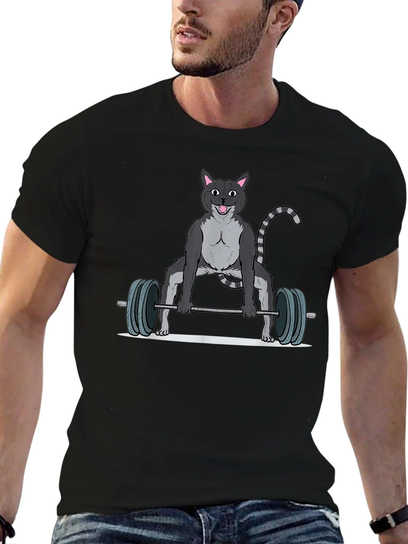 Weightlifting Cat T-Shirt - Funny Gym Apparel