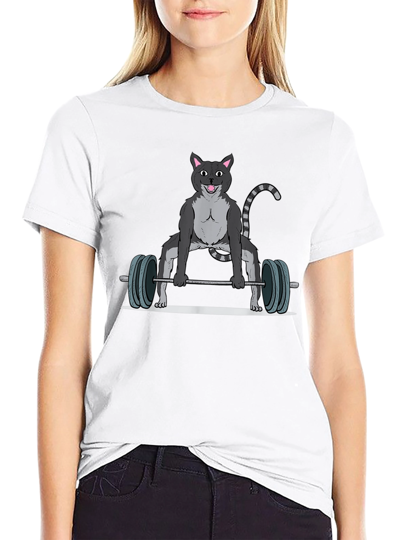 Weightlifting Cat T-Shirt - Funny Gym Apparel