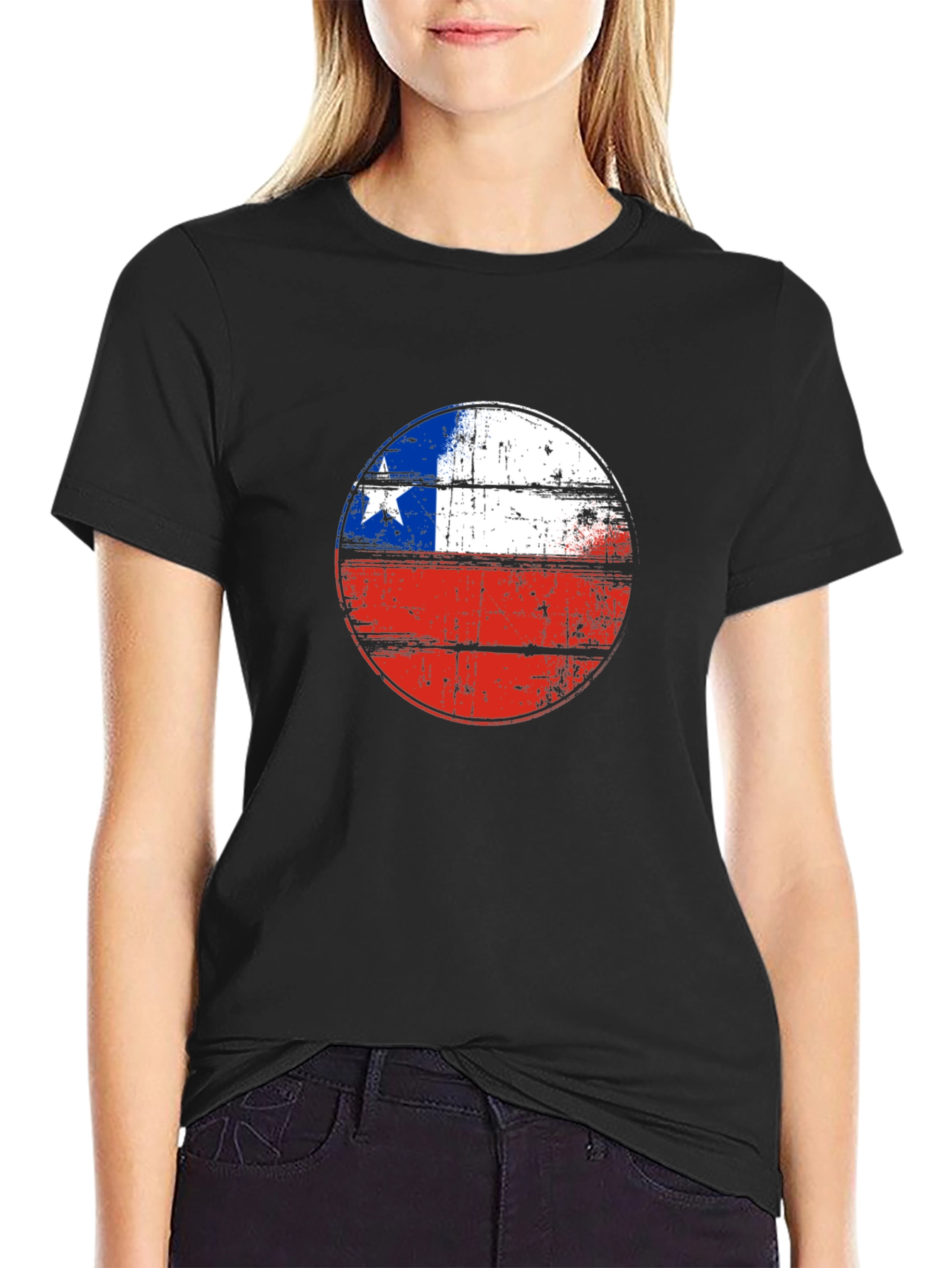 Chile Flag Graphic Tee - Distressed Design
