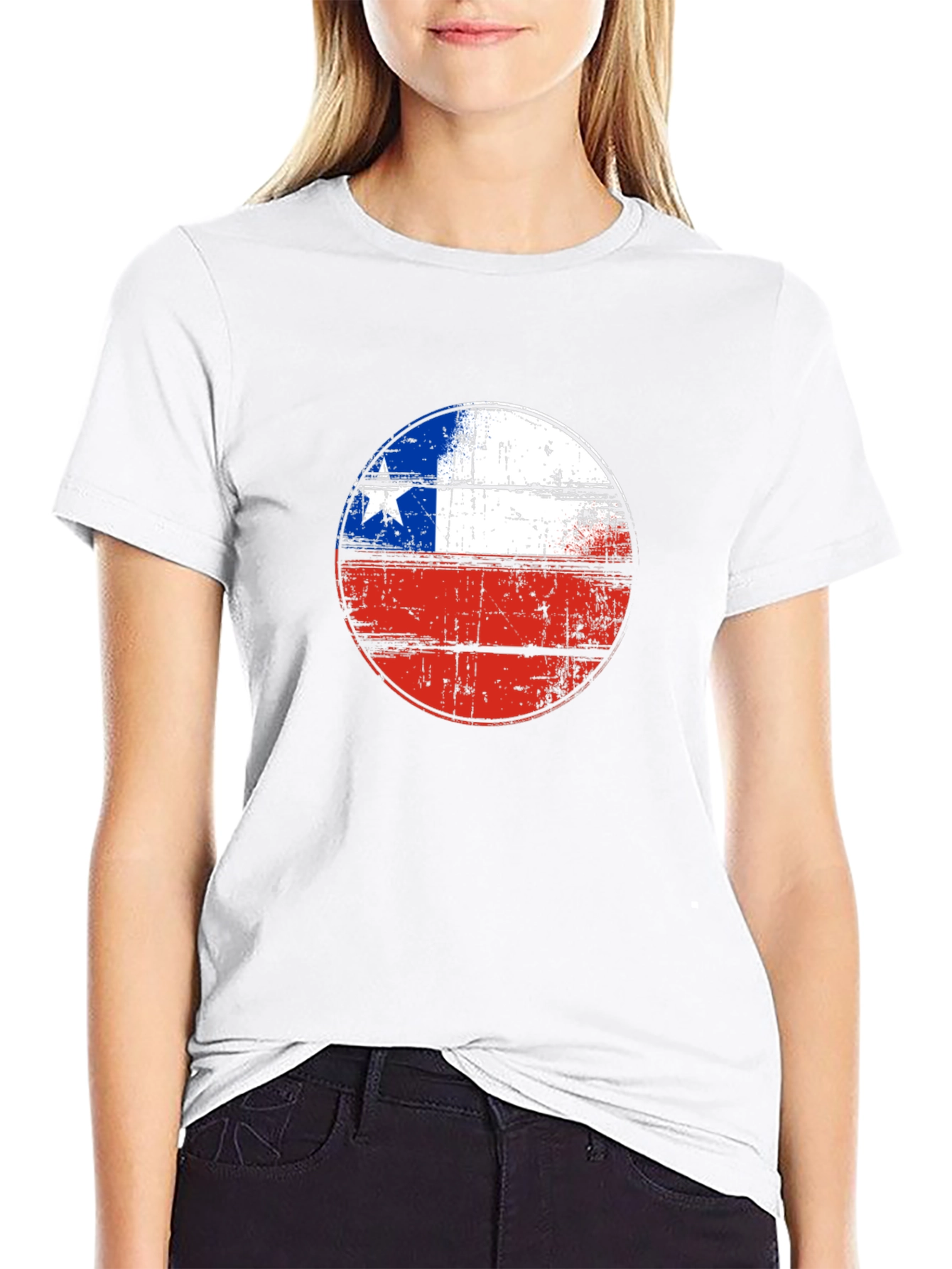 Chile Flag Graphic Tee - Distressed Design