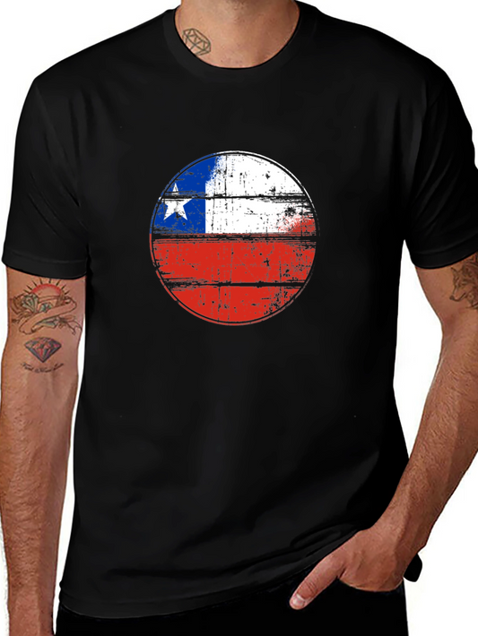Chile Flag Graphic Tee - Distressed Design