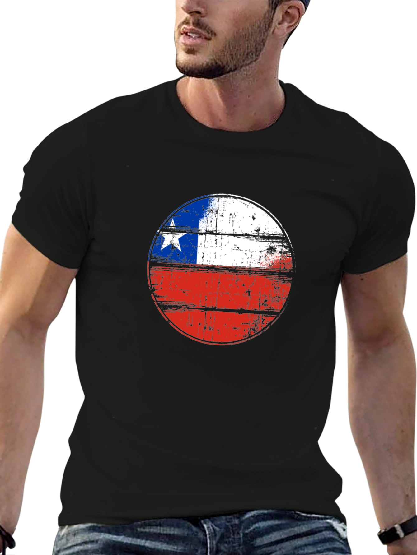 Chile Flag Graphic Tee - Distressed Design