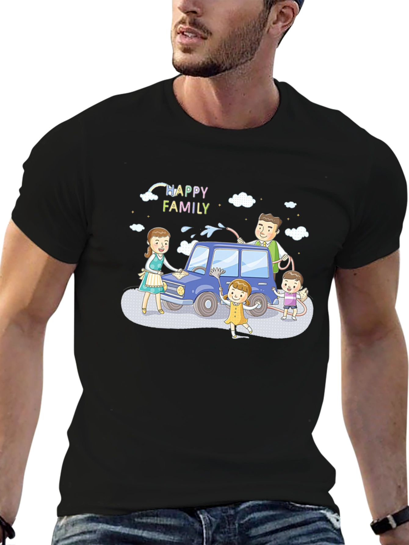 Happy Family Car Wash Graphic T-Shirt