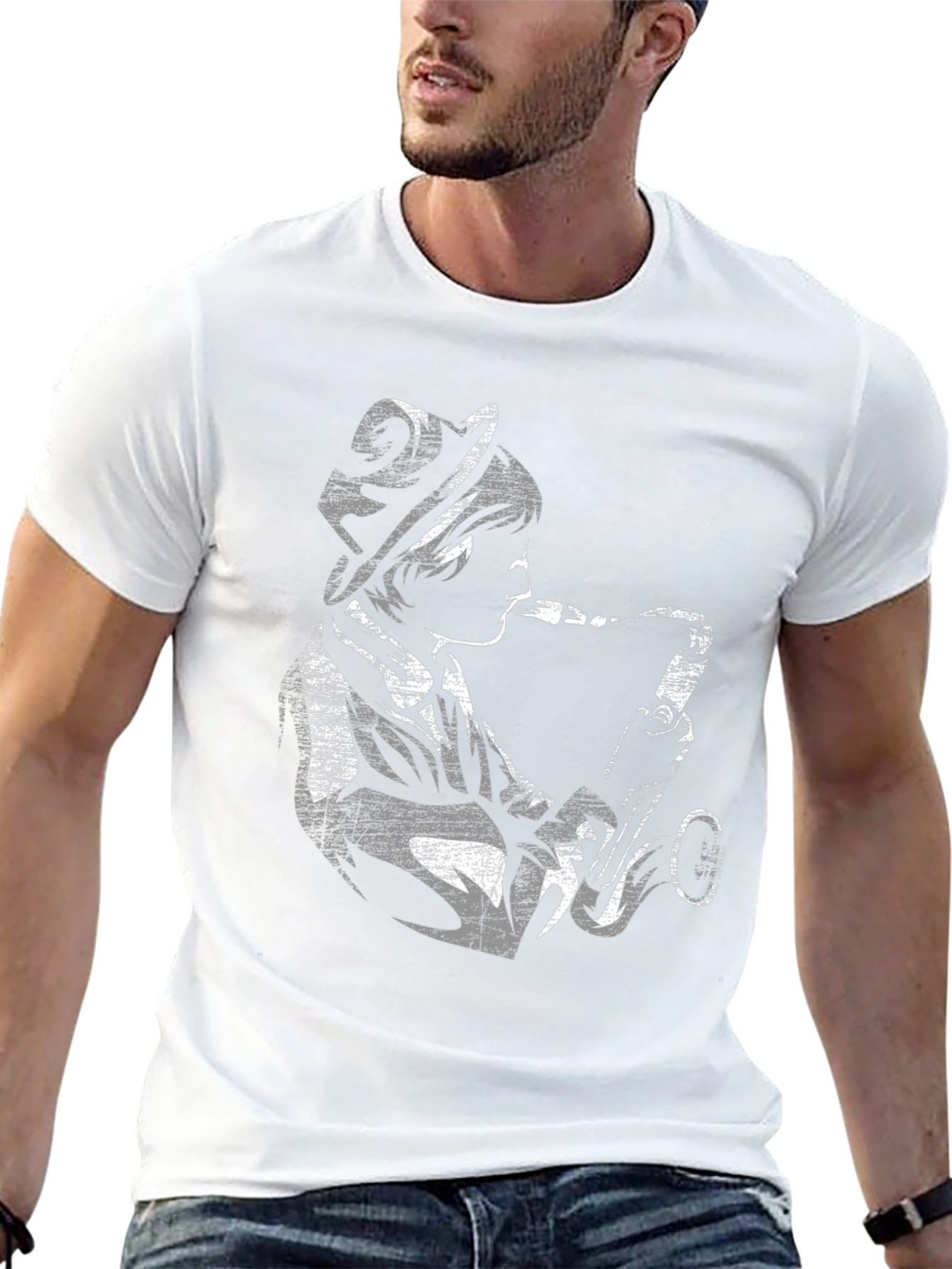 Jazz Saxophone Player Graphic T-Shirt - Black