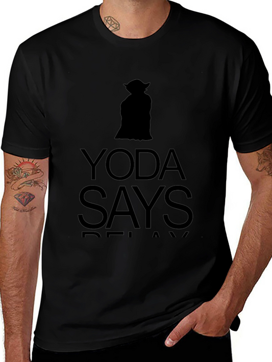 Yoda Says Relax Black Graphic T-Shirt