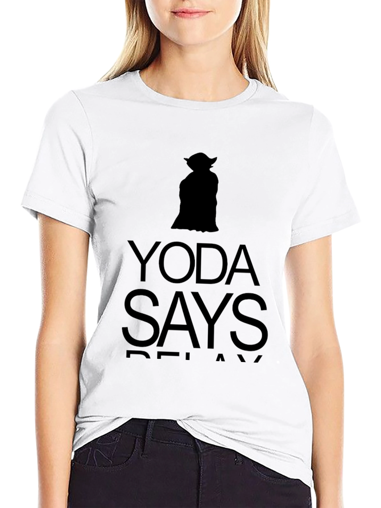 Yoda Says Relax Black Graphic T-Shirt