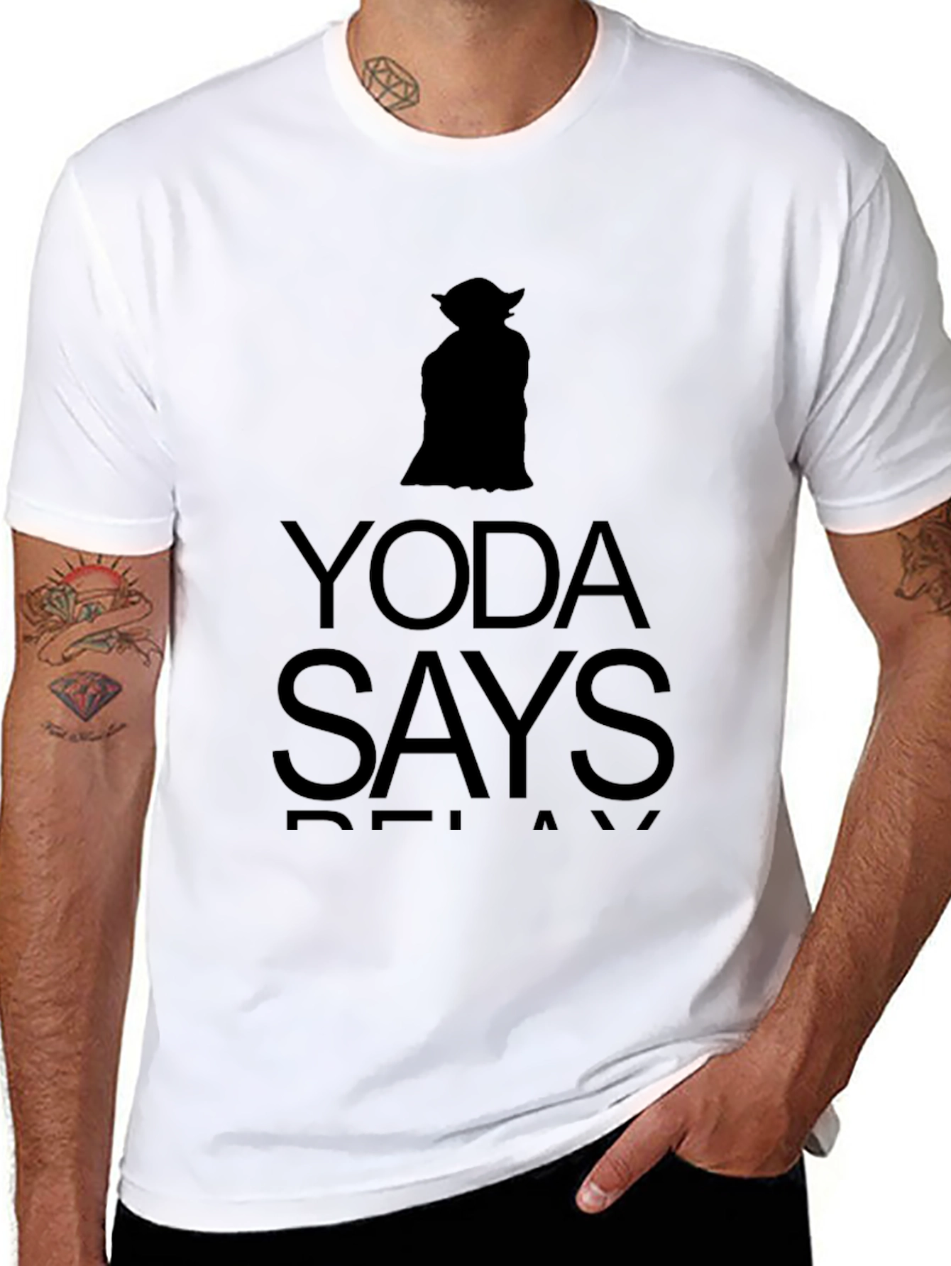 Yoda Says Relax Black Graphic T-Shirt